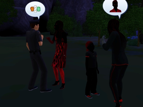 But... who are these creepy people who blend in the darkness? Plus one police officer?!
